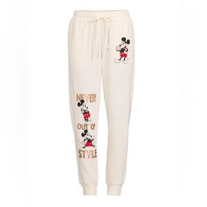 Disney Mickey Mouse Cream Never Out of Style Joggers Athleisure Sweats M Medium